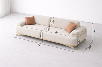 Lara Luxe Expandable Deep- 3 Seater Sofa (94")