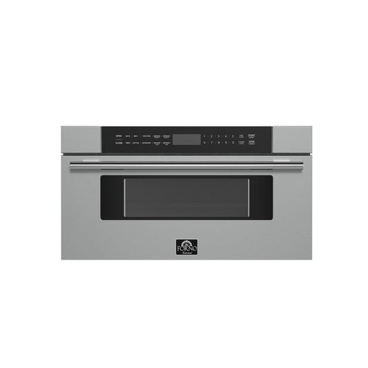Forno Capoliveri 30-Inch Microwave Drawer, Stainless Steel, 1.2 cu.ft, 900 Watts, Built-In, Touch Control LCD Display, Auto-Touch Open/Close, 11 Power Levels, Sensor Cooking