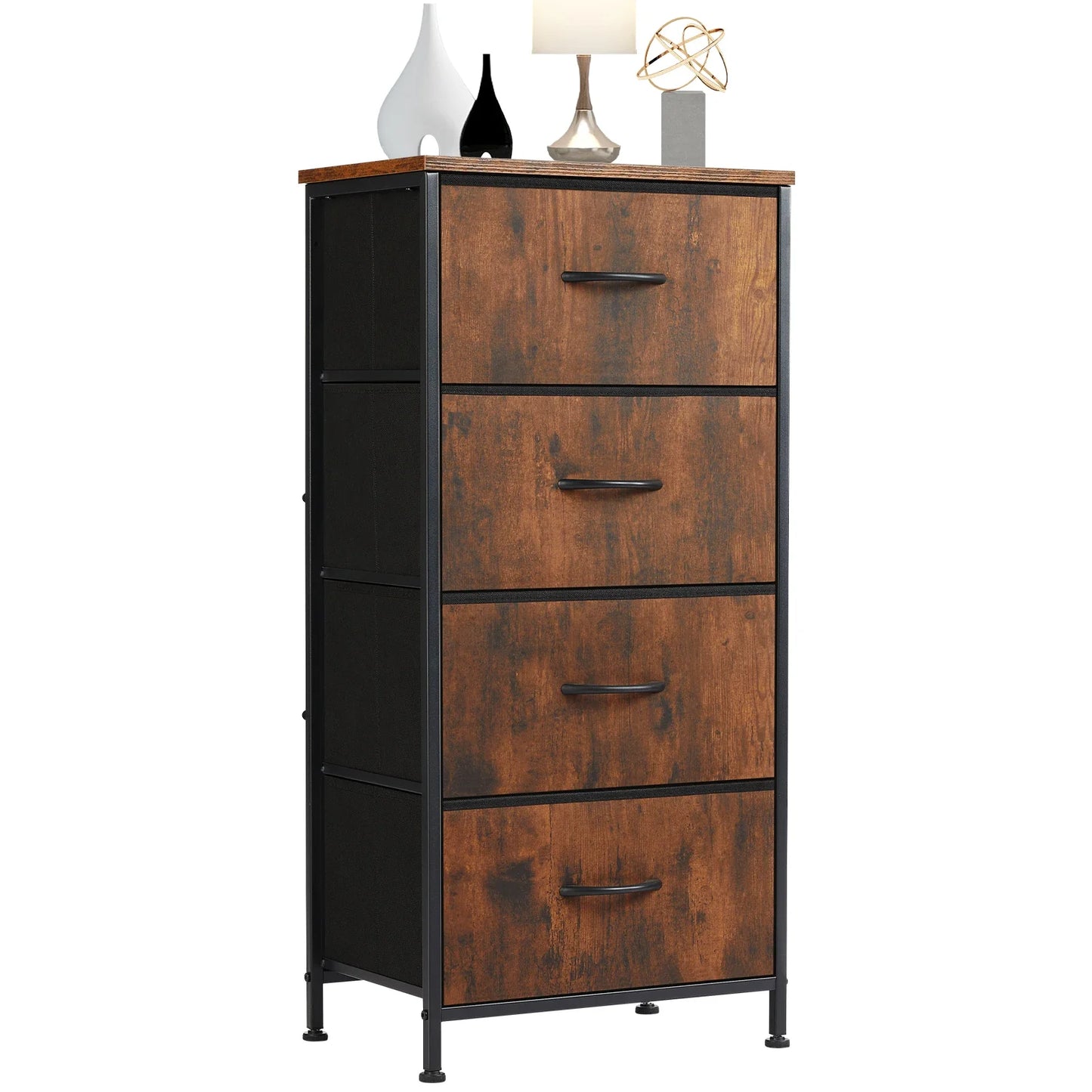 JHK Modern Dresser Nightstand With Fabric Drawers Storage Cabinet