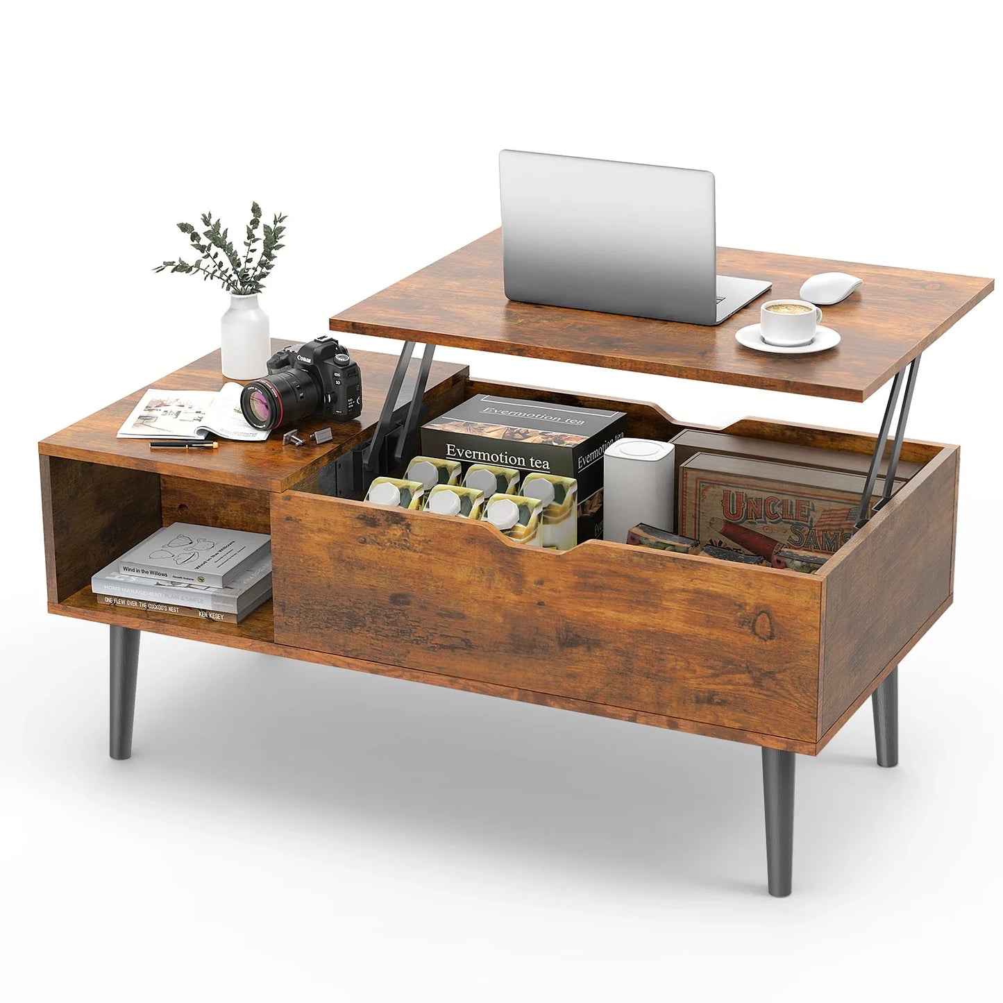 JHK Lift Top Coffee Table With Storage Modern Living Room