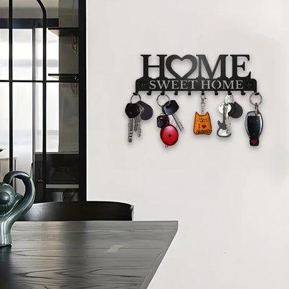 Metal Wall Mount Key Holder With Ten Hooks Design Style