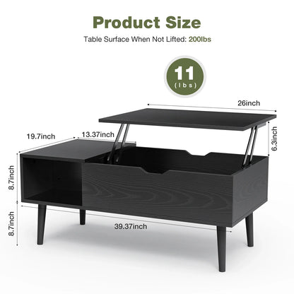 JHK Lift Top Coffee Table With Storage Modern Living Room