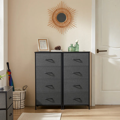 JHK Modern Dresser Nightstand With Fabric Drawers Storage Cabinet