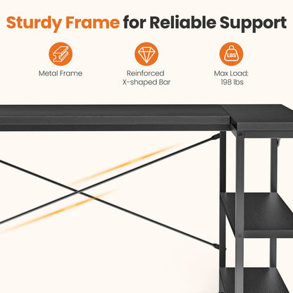 JHK L Shaped Desk Computer Desk With Reversible Storage
