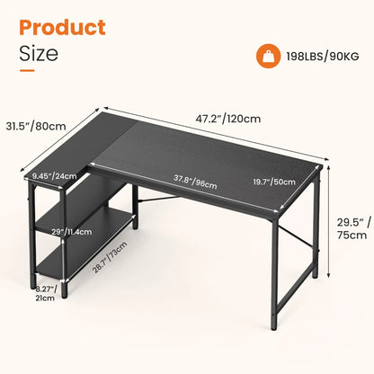 JHK L Shaped Desk Computer Desk With Reversible Storage