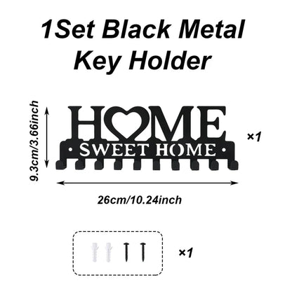 Metal Wall Mount Key Holder With Ten Hooks Design Style