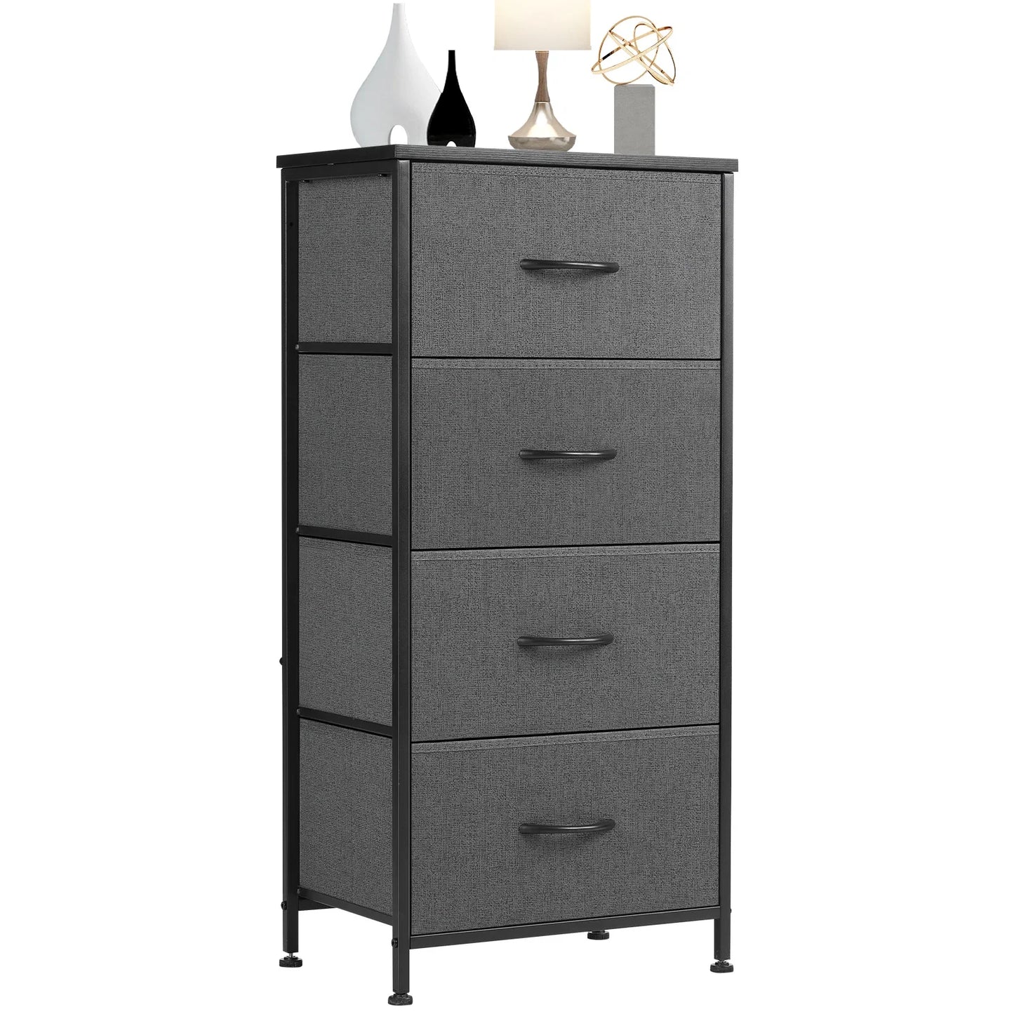 JHK Modern Dresser Nightstand With Fabric Drawers Storage Cabinet
