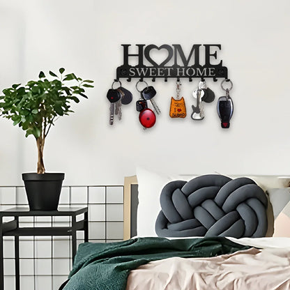 Metal Wall Mount Key Holder With Ten Hooks Design Style