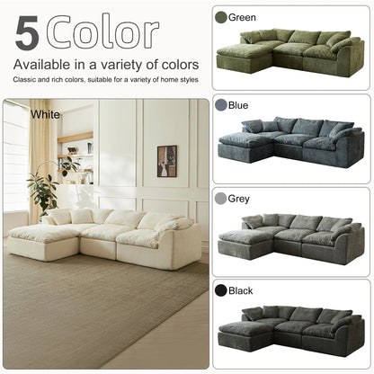Yeflixvrau Modern Cloud L-Shaped Chenille Sectional Sofa With Ottoman