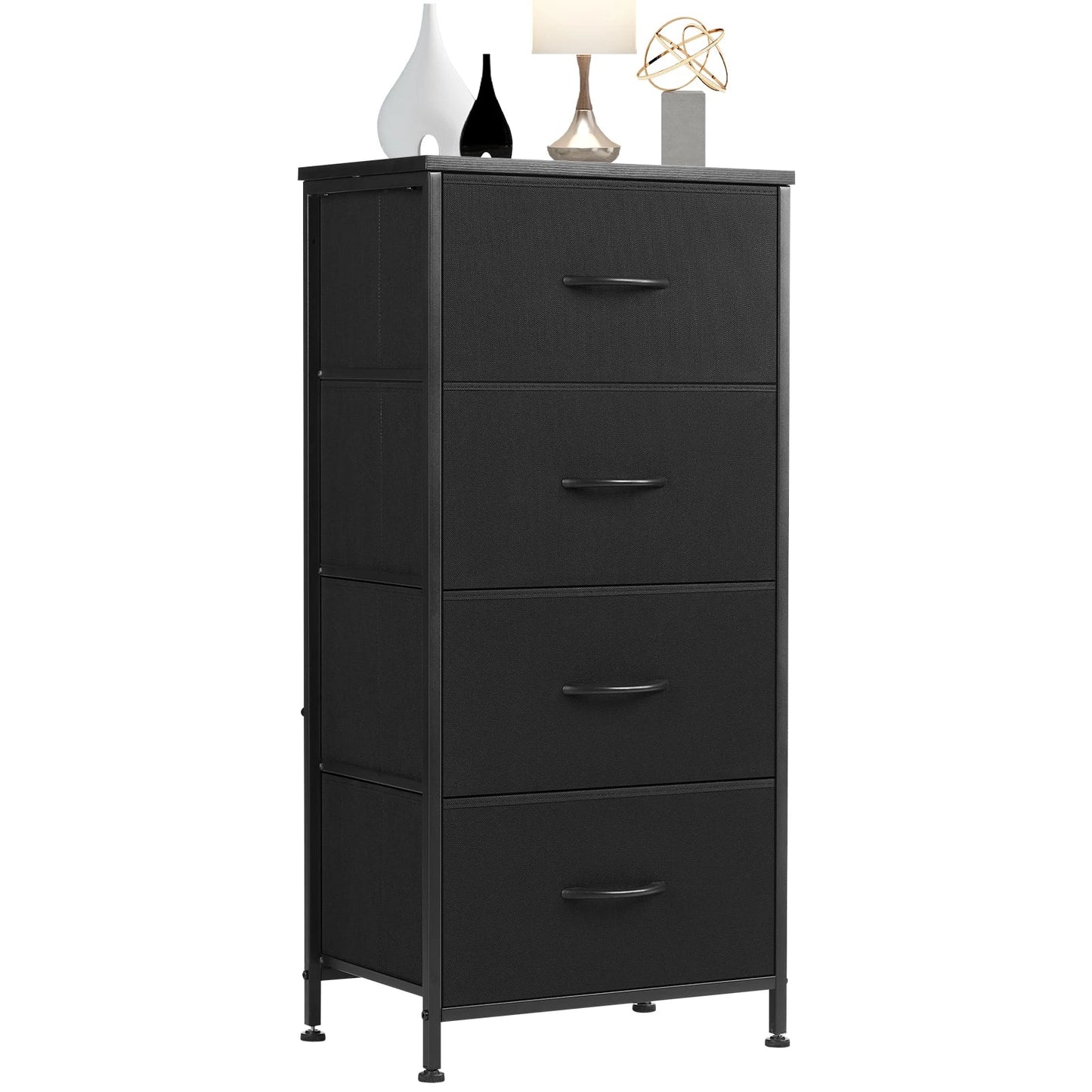 JHK Modern Dresser Nightstand With Fabric Drawers Storage Cabinet
