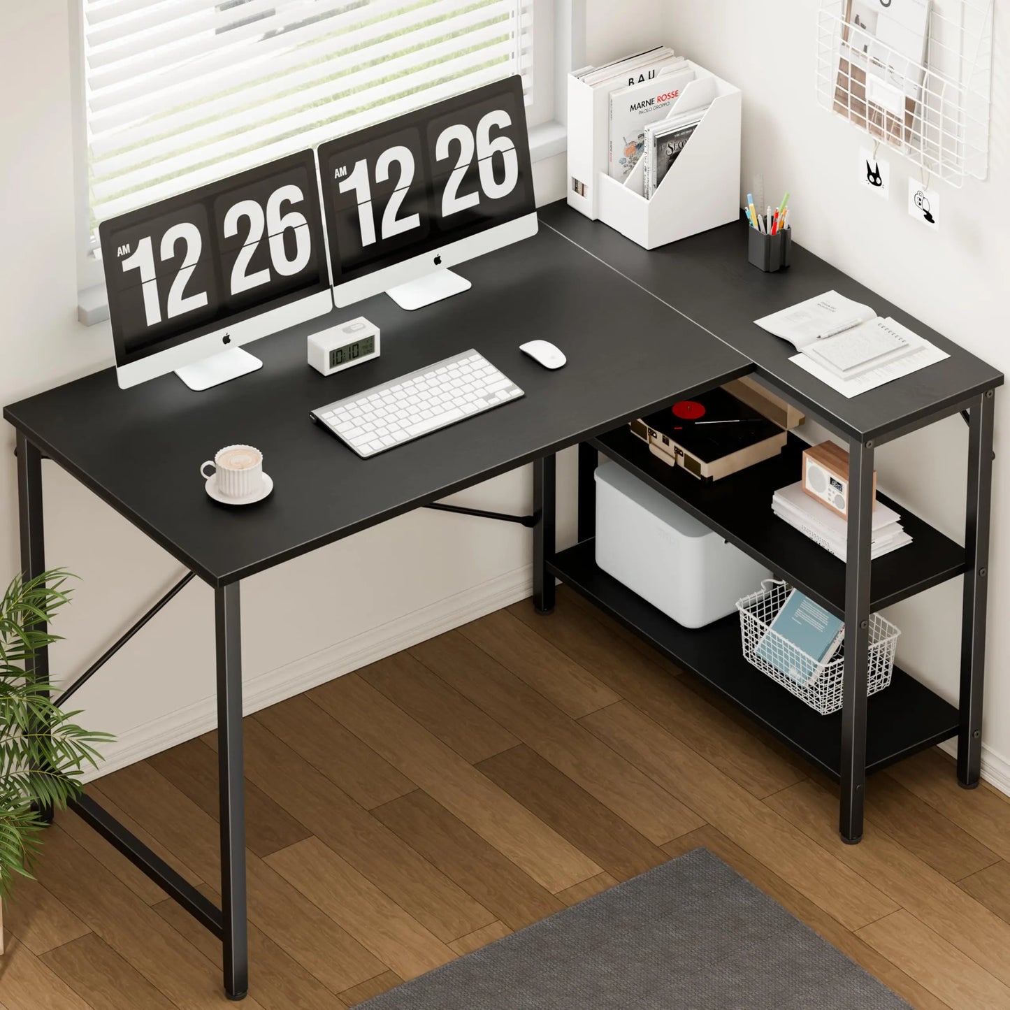 JHK L Shaped Desk Computer Desk With Reversible Storage