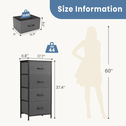 JHK Modern Dresser Nightstand With Fabric Drawers Storage Cabinet