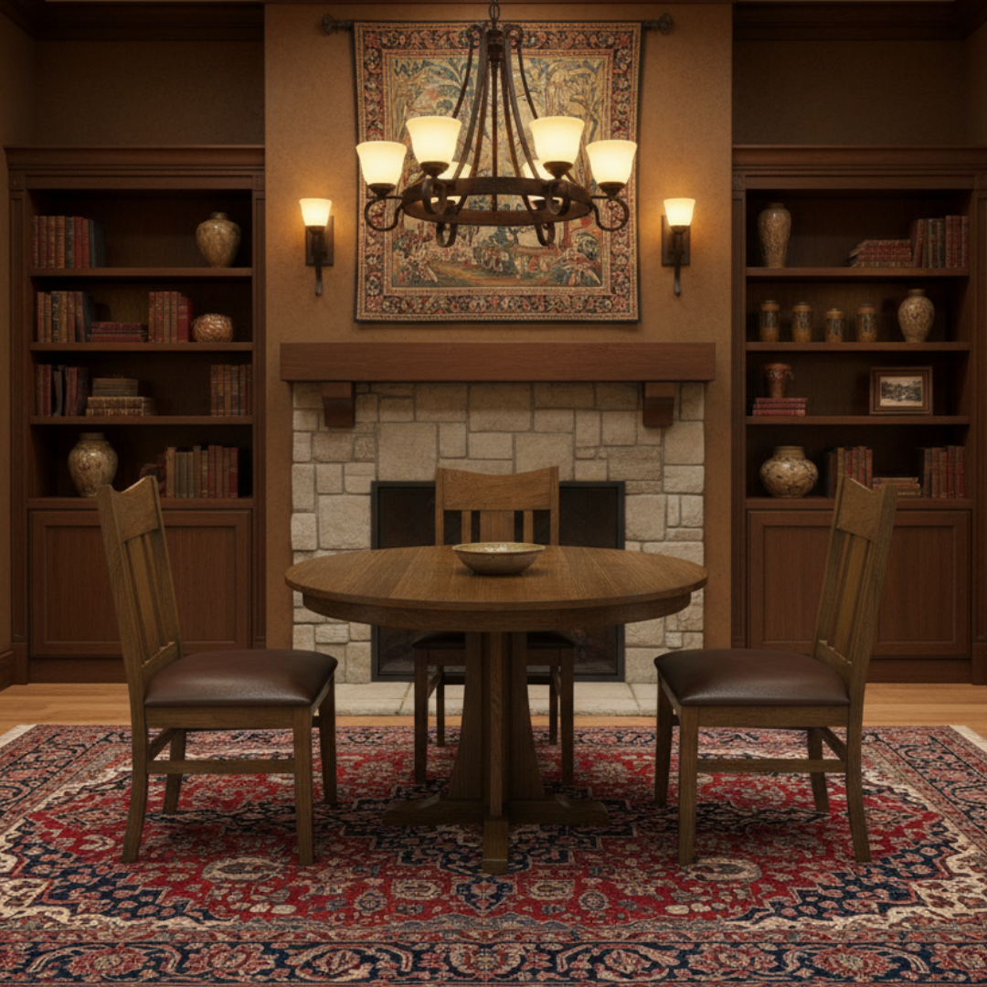 Mission Quarter Sawn Oak Round Dining Table Set - 40"