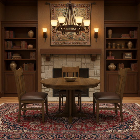 Mission Quarter Sawn Oak Round Dining Table Set - 40"