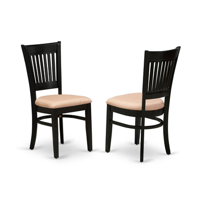 EAST WEST FURNITURE - ANVA3-BLK-C - 3-Pc Kitchen Dining Set- 2 Wood Chair and Kitchen Dining Table - Linen Fabric Seat and Slatted Chair Back (Black Finish)