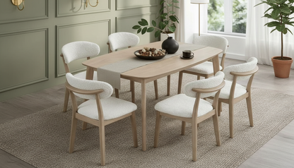 ACTU Scandinavian Dining Table Set with Upholstered Chairs for Small Spaces (Seats 4–6)