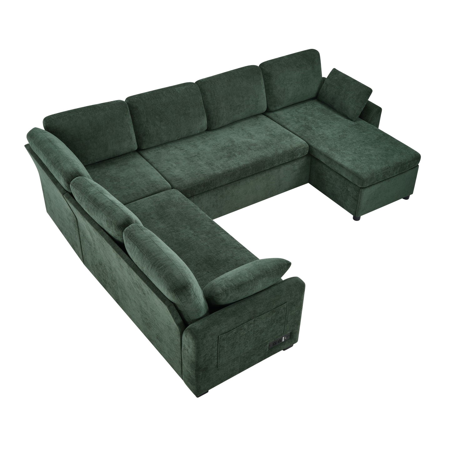 Convertible U-Shaped Sectional Sofa Bed With Reversible Chaise