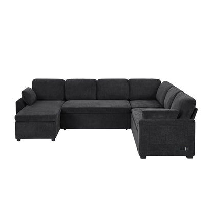 Convertible U-Shaped Sectional Sofa Bed With Reversible Chaise
