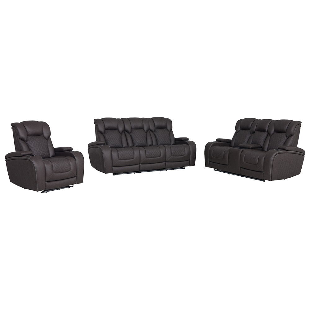 Wendell - Power Motion Loveseat With Console, Wireless Charger, Storage, USB & LED - Dark Gray