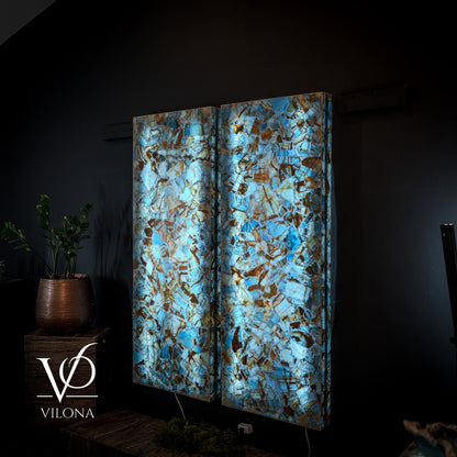Argentina Blue Onyx Mosaic Wall Panels | Luxury Backlit Stone Wall Art