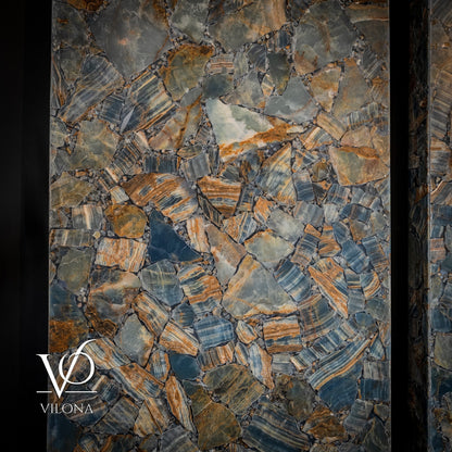 Argentina Blue Onyx Mosaic Wall Panels | Luxury Backlit Stone Wall Art