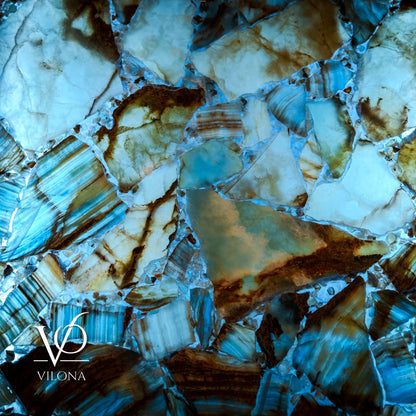Argentina Blue Onyx Mosaic Wall Panels | Luxury Backlit Stone Wall Art