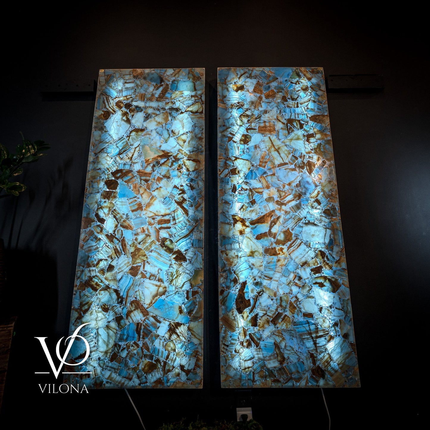 Argentina Blue Onyx Mosaic Wall Panels | Luxury Backlit Stone Wall Art