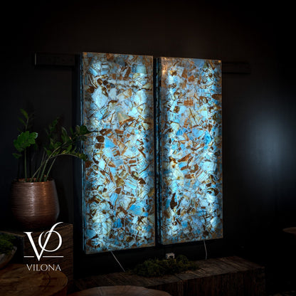 Argentina Blue Onyx Mosaic Wall Panels | Luxury Backlit Stone Wall Art