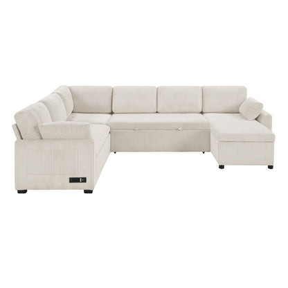 Convertible U-Shaped Sectional Sofa Bed With Reversible Chaise