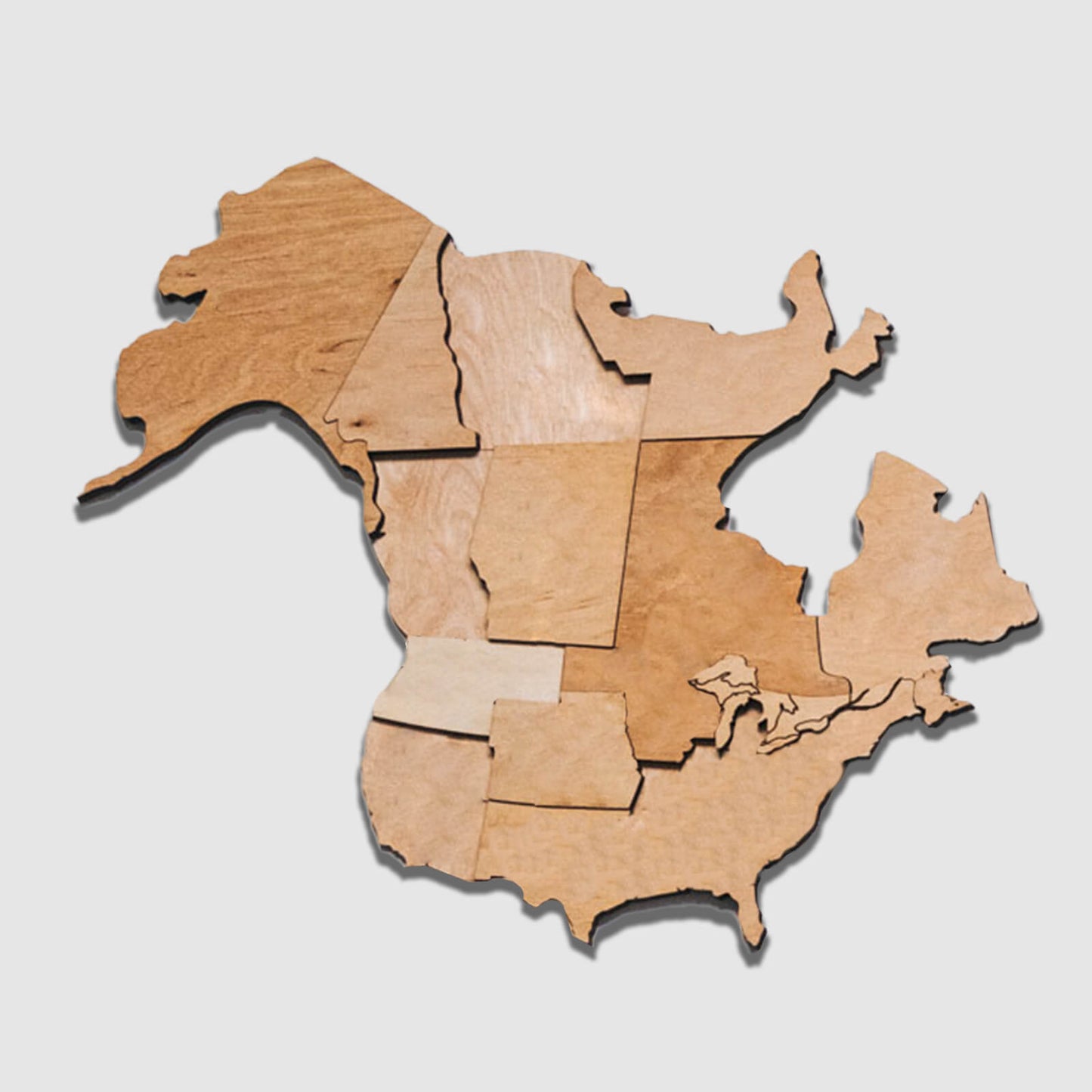 3D Wooden World Map Light