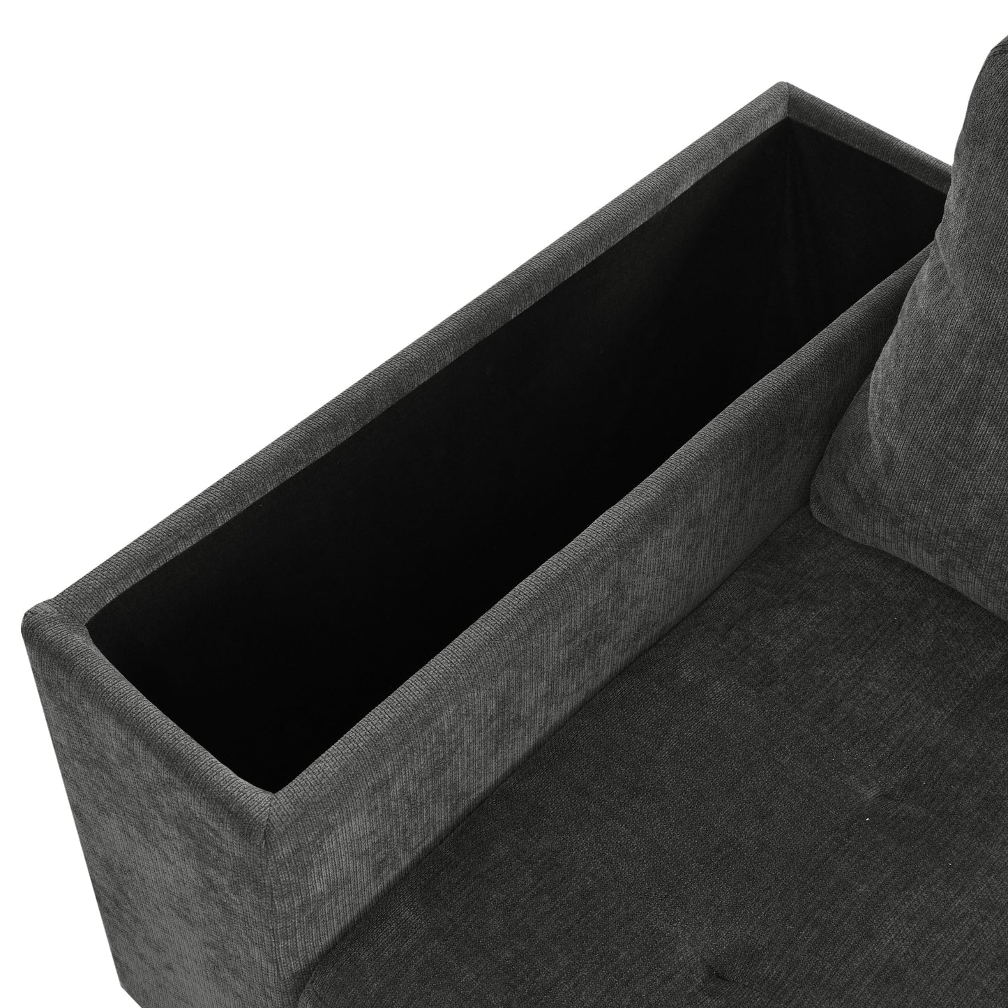 Sectional Sofa L-Shape Pull-Out Sleeper Polyester Gray 3 Seat 91 In