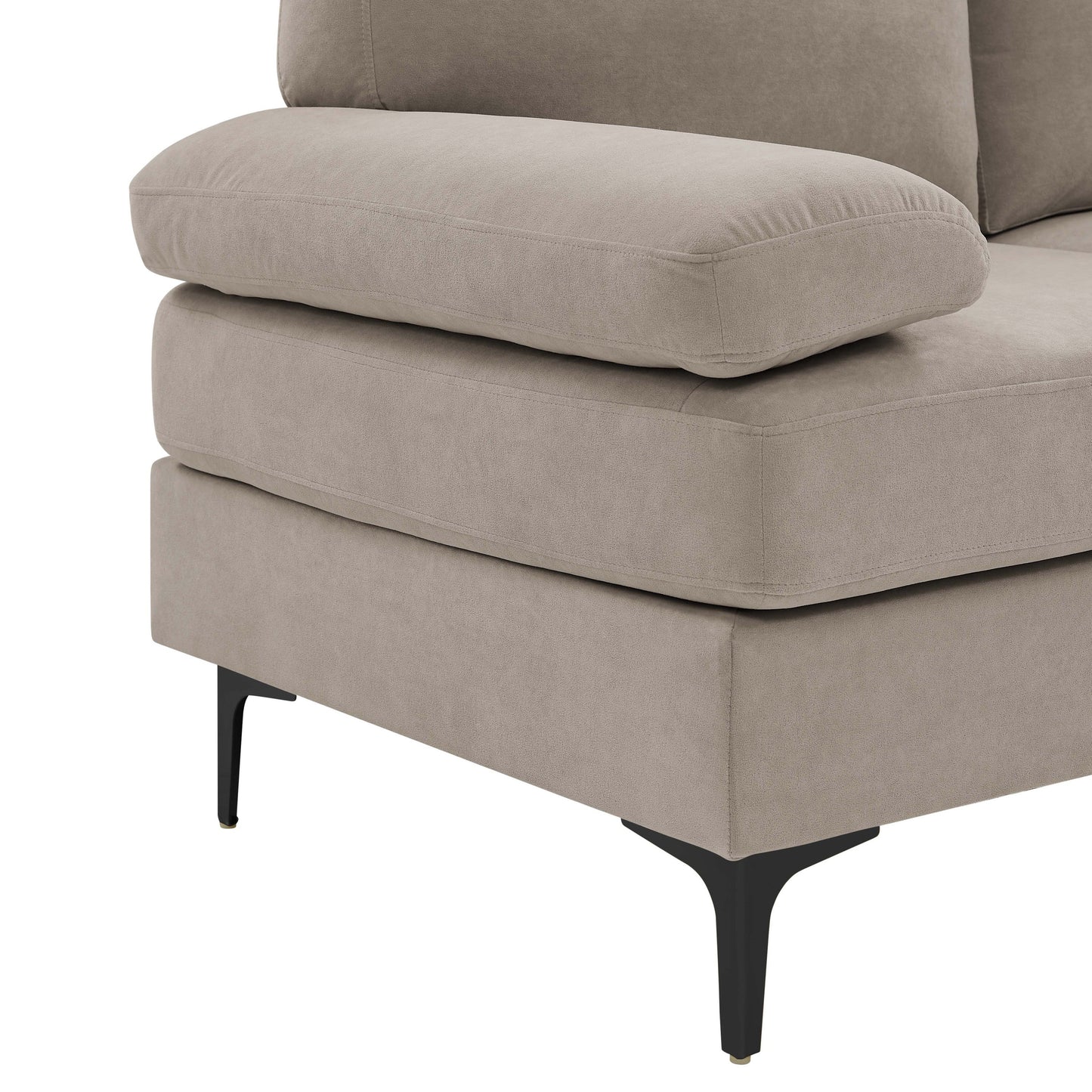 Sectional Sofa U-Shape Polyester Blend Khaki 4-Seat Double Chaise 106x56 In