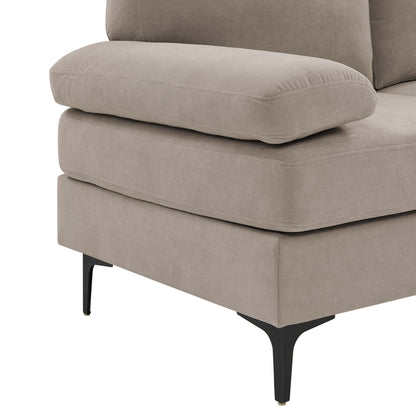 Sectional Sofa U-Shape Polyester Blend Khaki 4-Seat Double Chaise 106x56 In