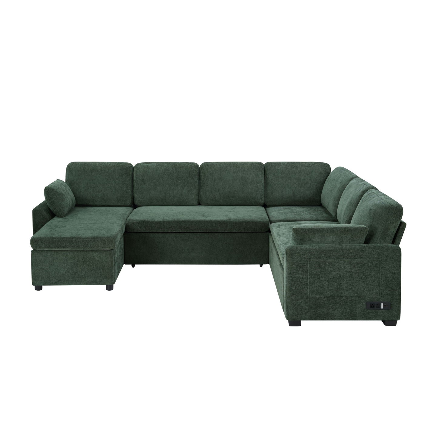 Convertible U-Shaped Sectional Sofa Bed With Reversible Chaise
