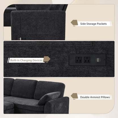 Convertible U-Shaped Sectional Sofa Bed With Reversible Chaise