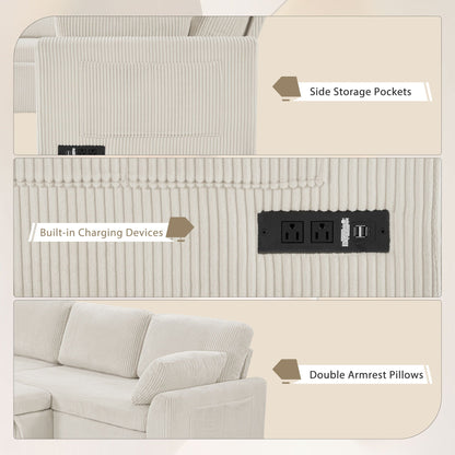 Convertible U-Shaped Sectional Sofa Bed With Reversible Chaise