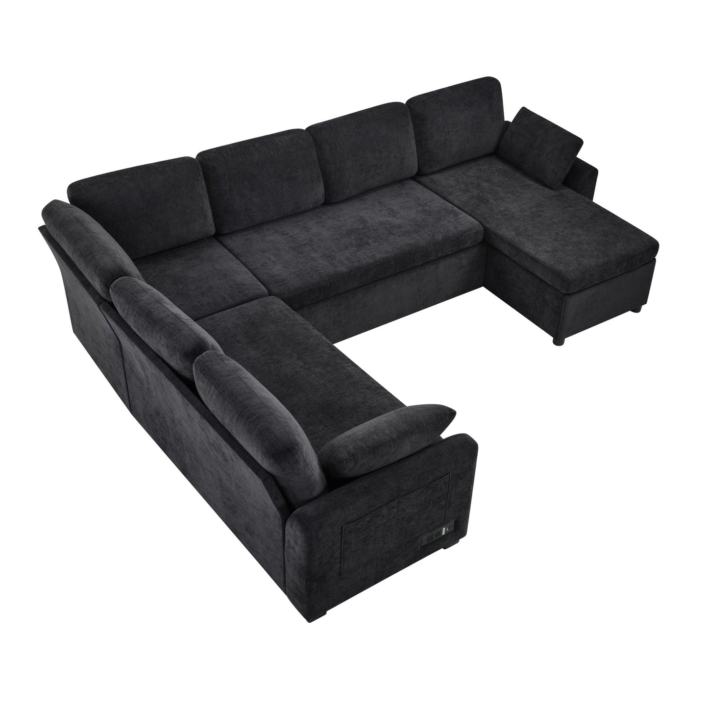 Convertible U-Shaped Sectional Sofa Bed With Reversible Chaise