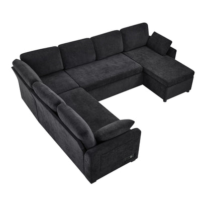 Convertible U-Shaped Sectional Sofa Bed With Reversible Chaise