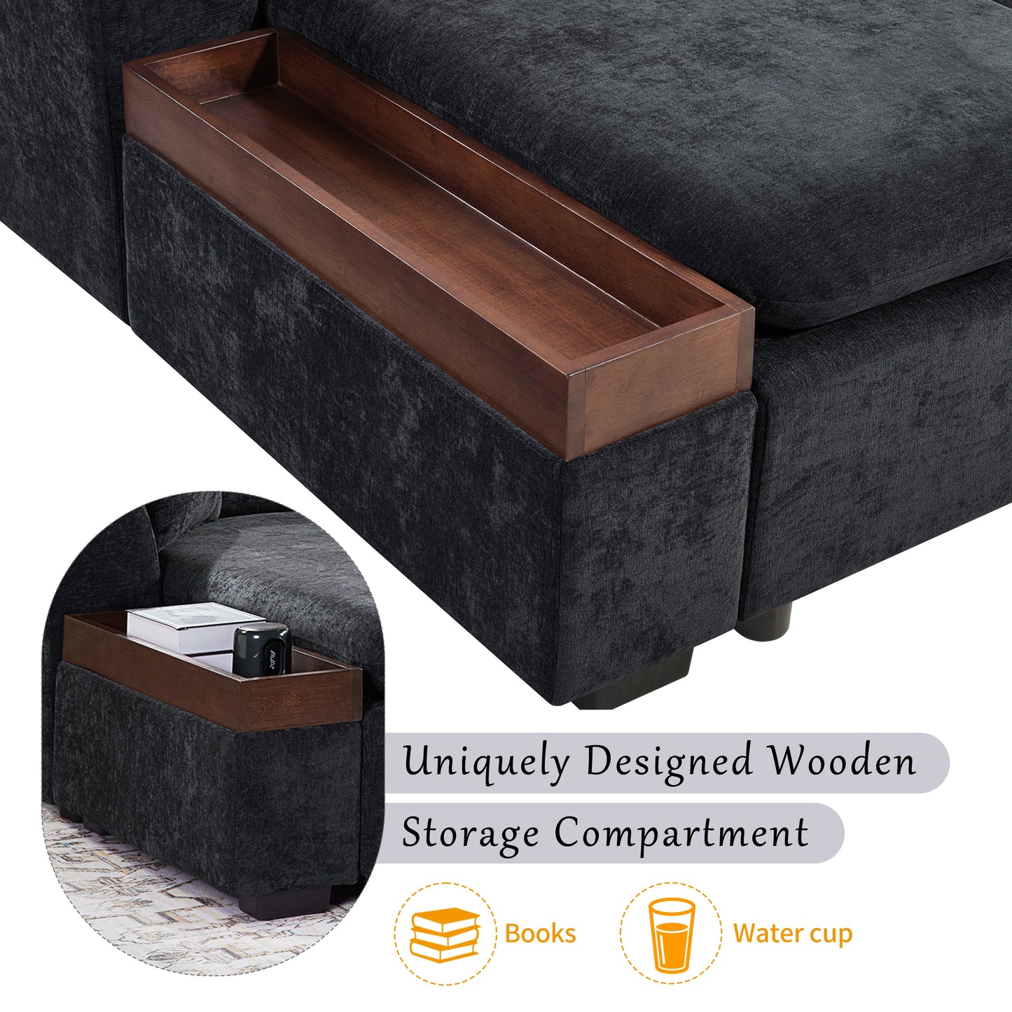 L-Shaped Chenille Sectional Sofa
