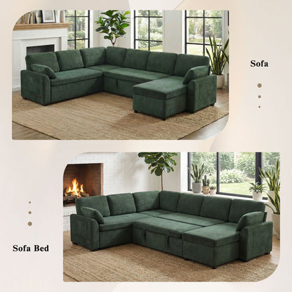 Convertible U-Shaped Sectional Sofa Bed With Reversible Chaise
