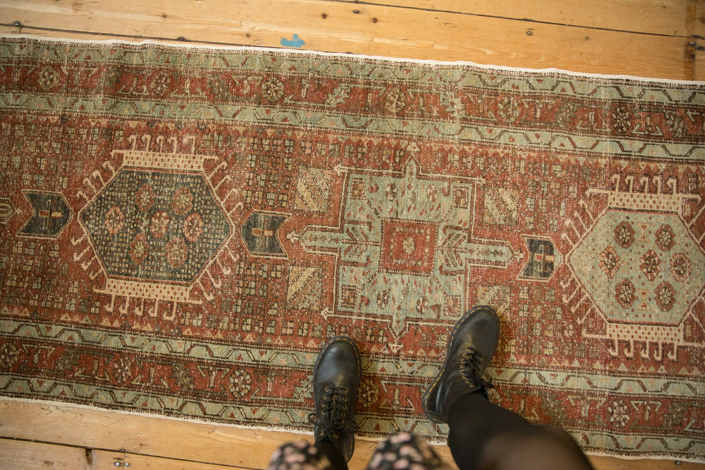 3x10.5 Vintage Distressed Karaja Rug Runner
