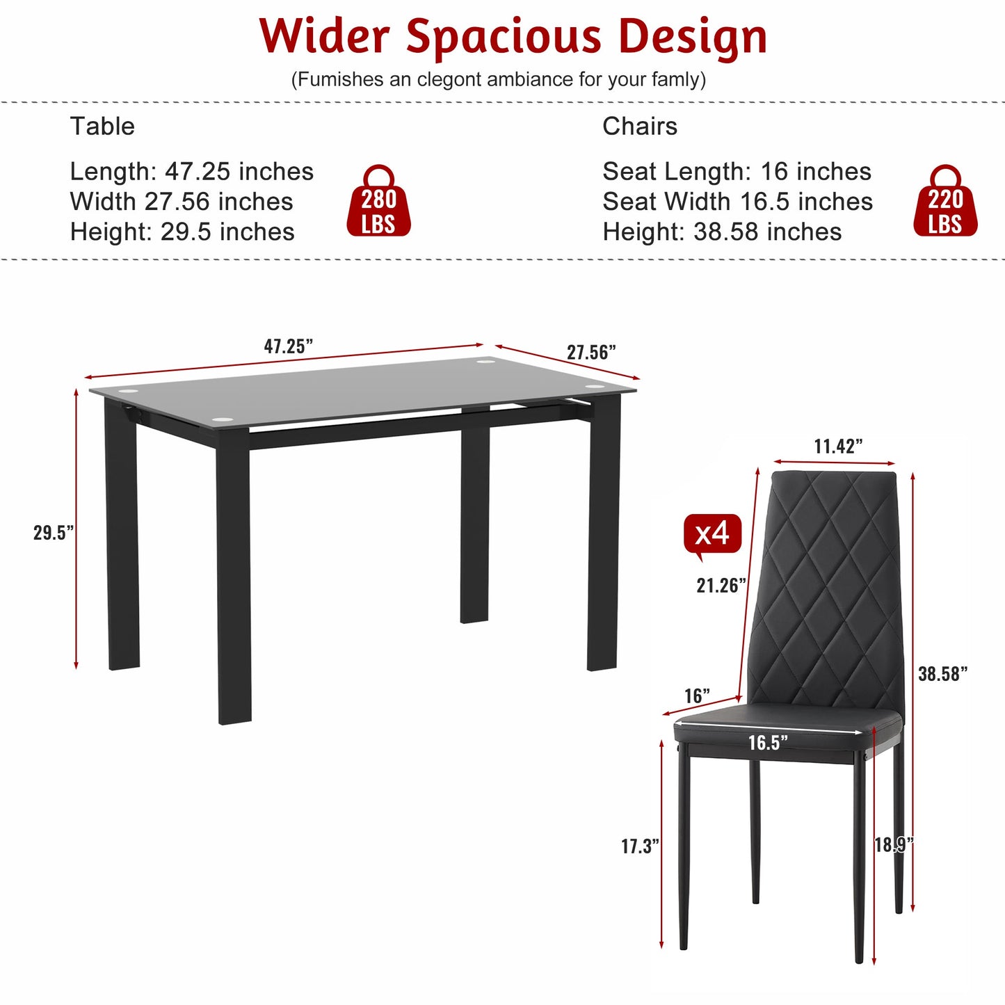 5-Piece Modern Dining Table Set