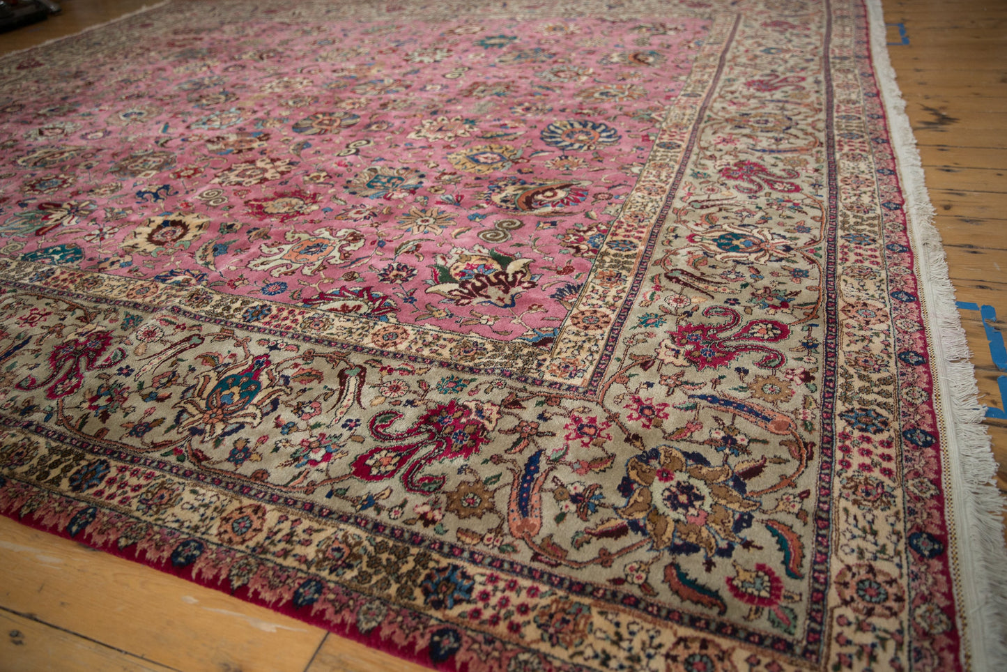 12x13.5 Vintage Tabriz Square Carpet