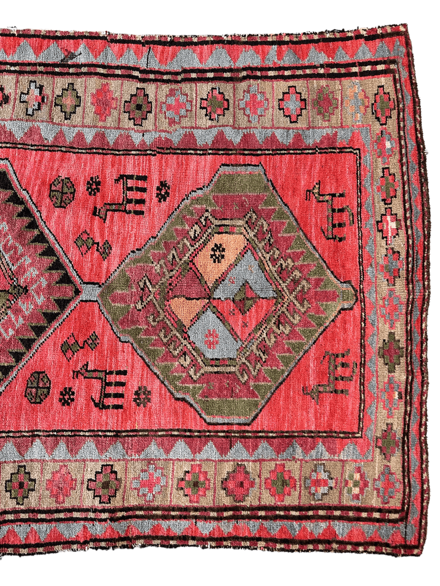 Rare Antique Handmade Caucasian Runner Rug 3’7" x 9’2"