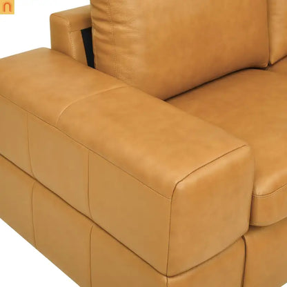 Sectional L-Shape Leather Match Ginger Square Arm 8-Seat 131in