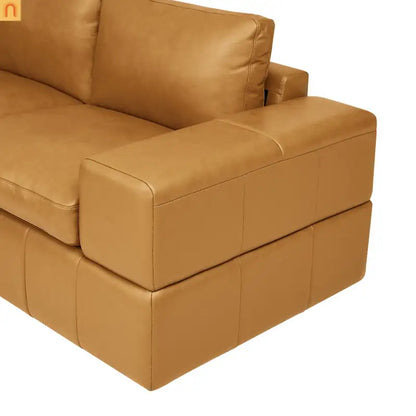 Sectional L-Shape Leather Match Ginger Square Arm 8-Seat 131in
