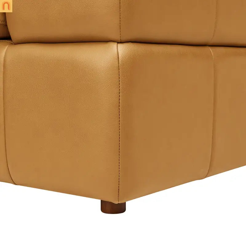 Sectional L-Shape Leather Match Ginger Square Arm 8-Seat 131in