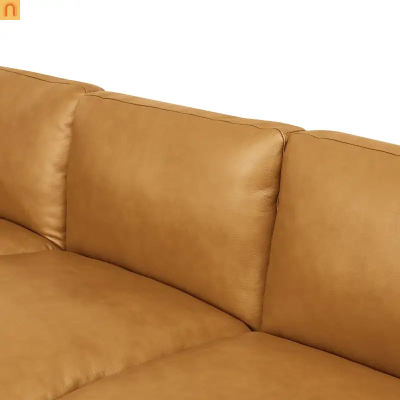 Sectional L-Shape Leather Match Ginger Square Arm 8-Seat 131in