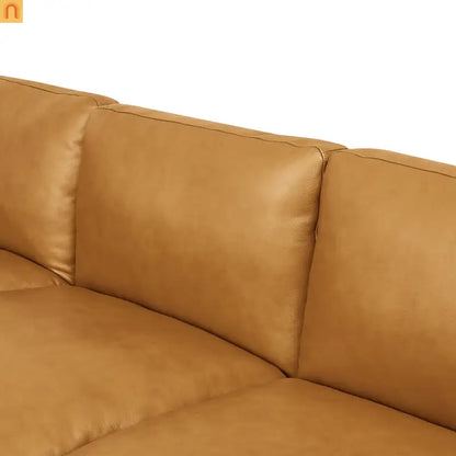 Sectional L-Shape Leather Match Ginger Square Arm 8-Seat 131in