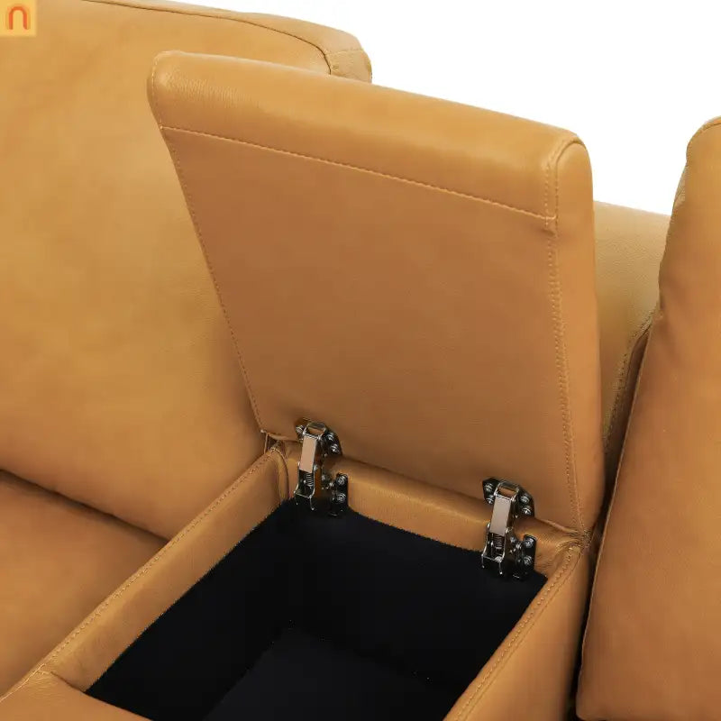 Sectional L-Shape Leather Match Ginger Square Arm 8-Seat 131in